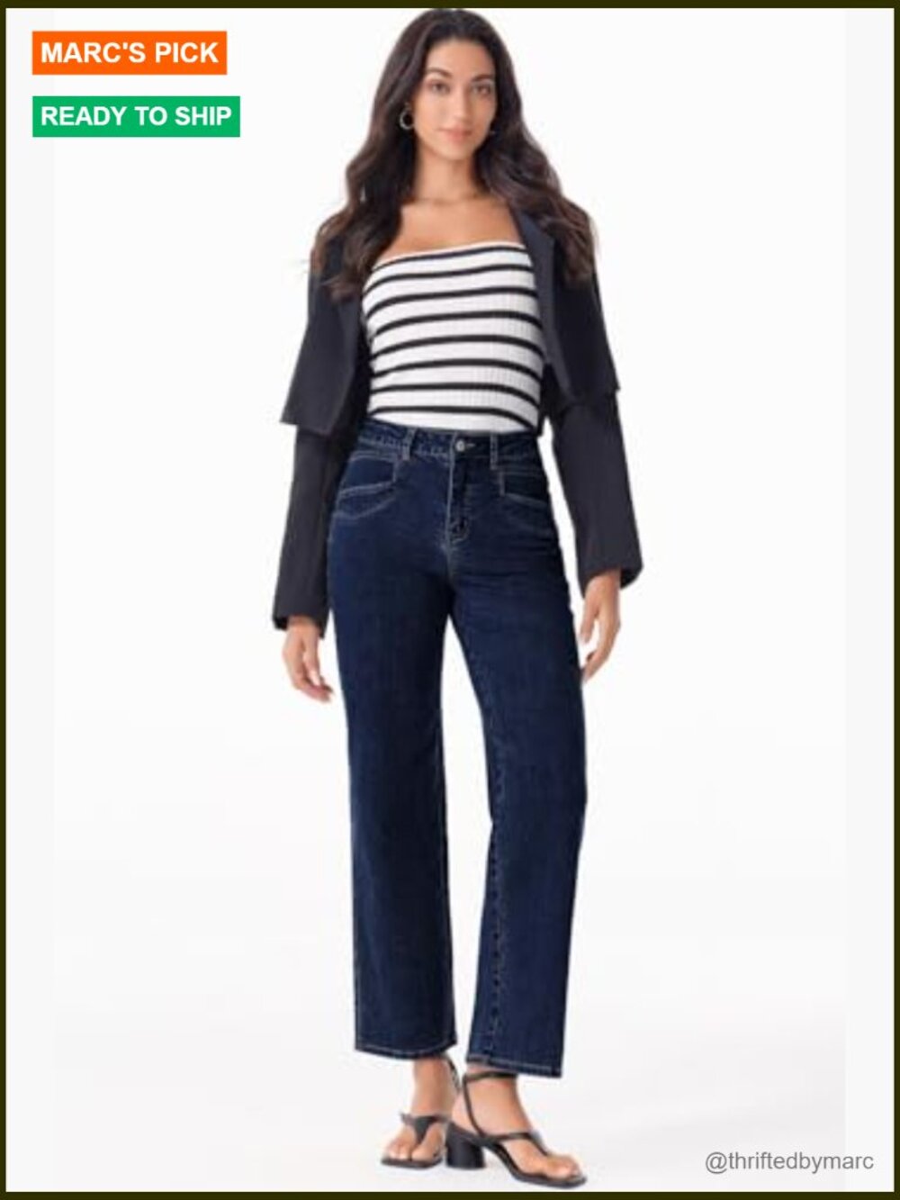 High Waisted Straight Leg Jeans Ankle Denim Stretchy with Pockets - Picture 6 of 7